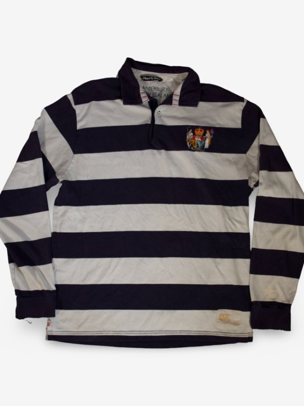 Vintage Canterbury of New Zealand Striped Embroidered Rugby Shirt